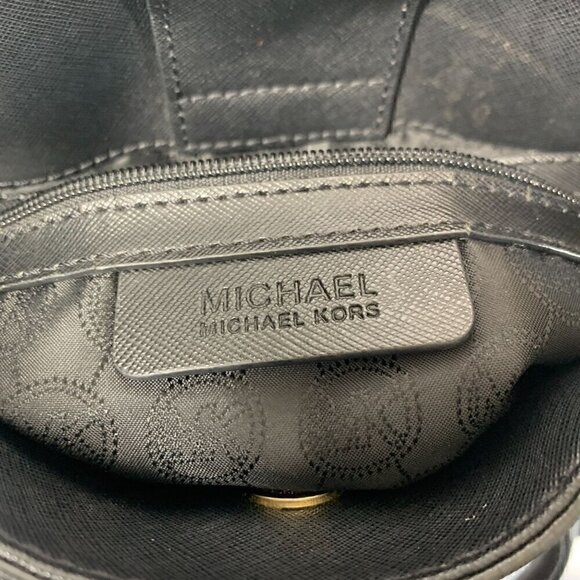 Michael Kors Medium Hamilton East West Satchel Black Saffiano Leather Gold HW - Picture 3 of 13